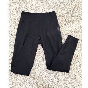 Victoria Secret Black Leggings with Pockets and Gold Letter Logo, Womens Size M